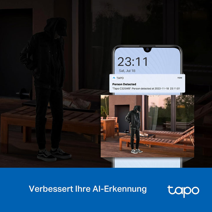 Tapo C325WB Überwachungskamera Aussen, ColorPro Nachtsicht, Objektiv mit Superblende, 2K Hochauflösu