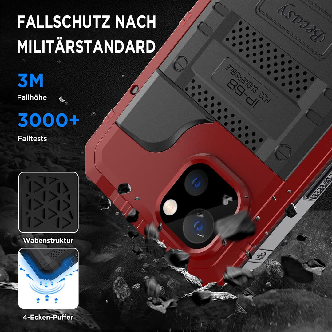 Beeasy für iPhone 13 Wasserdicht Outdoor Hülle (6,1"), Stossfest Panzerhülle Militär 360 Grad Schutz