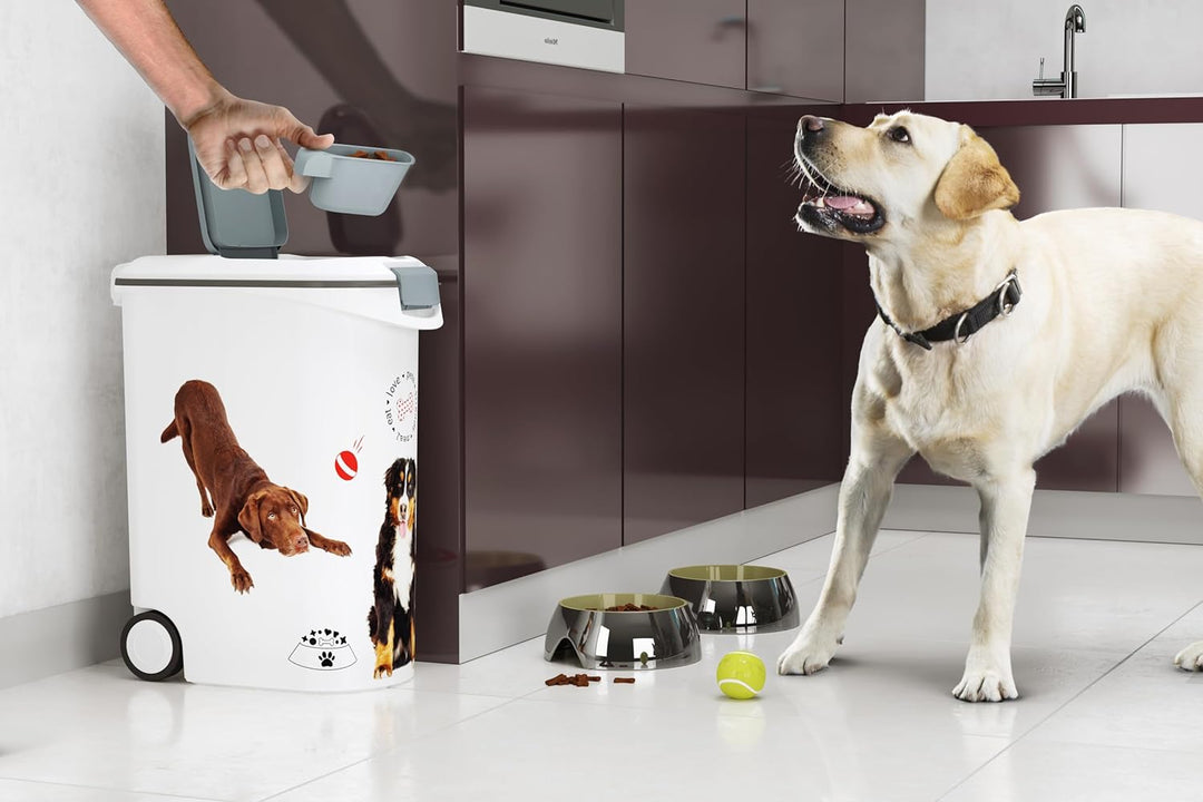 Curver Futter-Container 20kg I 54L, weiss/grau/Love Pets Hunde, 49,3 x 27,8 x 60,5 cm, 241093 Hund 2