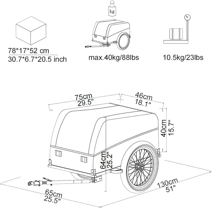 Tiggo VS Cargo I Lastenanhänger Klappbar Fahrradanhänger Trailer Transportanhänger CT901 Grau