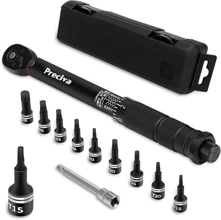 Preciva Drehmomentschlüssel 1/4", 3-33 Nm Umschaltknarre Drehmoment Schraubenschlüssel Set für Fahr