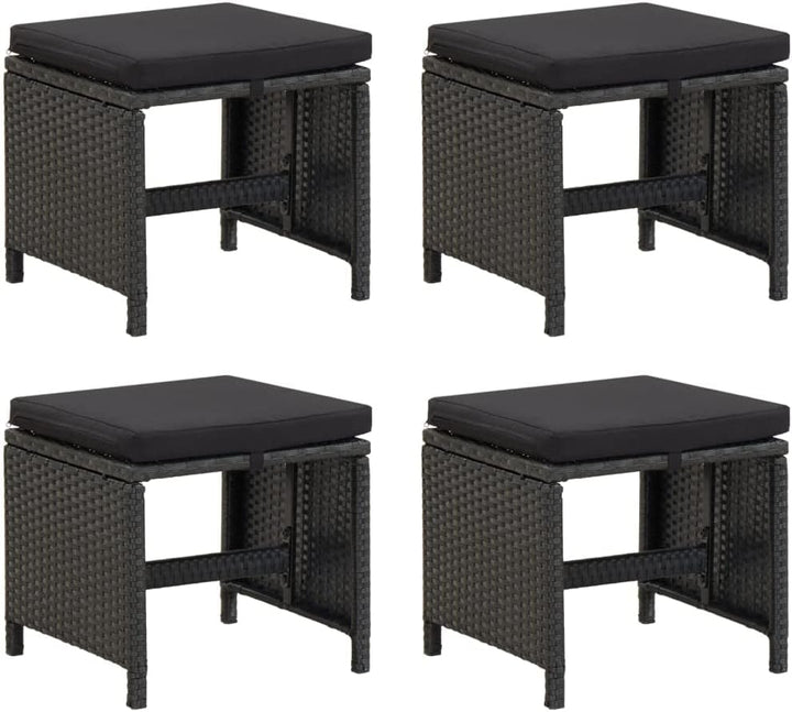 vidaXL 4X Gartenhocker mit Sitzkissen Sitzhocker Fusshocker Fussstütze Fussbank Ottomane Fussablage