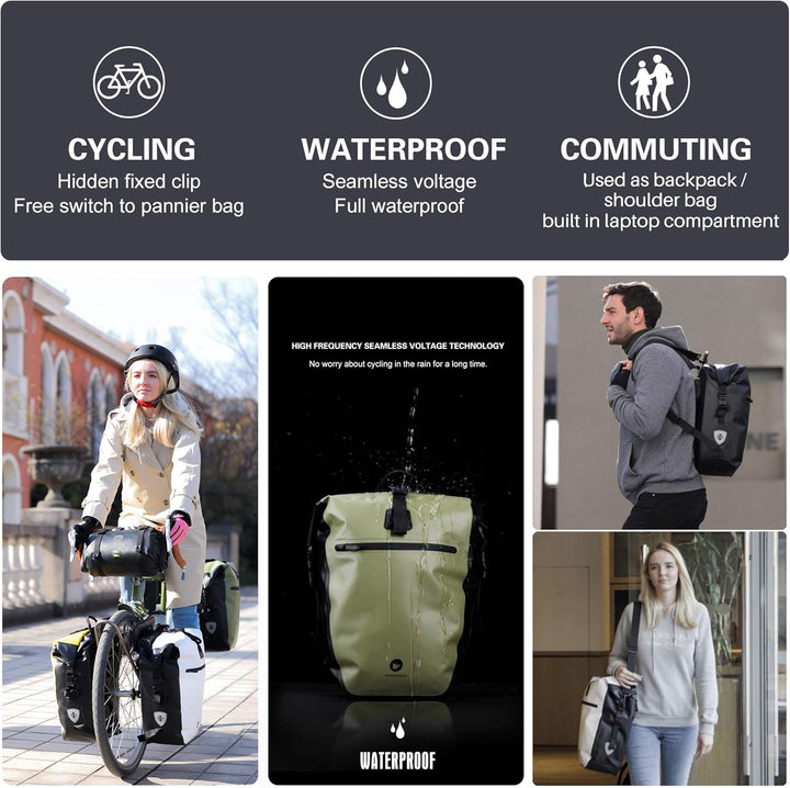 BAIGIO 3 in 1 Fahrradtasche für Gepäckträger 27-30L Wasserdicht Gepäckträgertasche Fahrrad Tasche hi