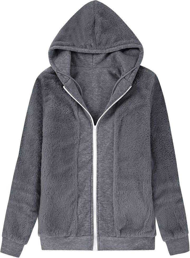 LLdress Sweatjacke Damen Fleecejacke mit Kapuze Hoodie für Frau Basic Kapuzenjacke mit Reissverschlu