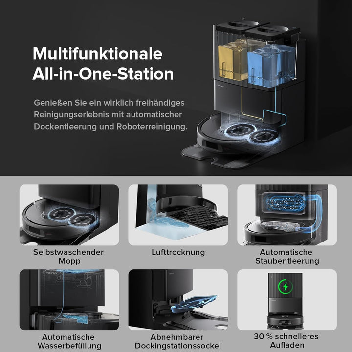 roborock Qrevo Serie Saugroboter mit Wischfunktion&Hebarem Wischmopp, 8000Pa Saugkraft(verbessert vo