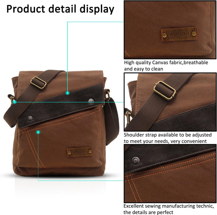 FANDARE Vintage Messenger Bag Umhängetasche Schultertasche Laptoprucksäcke Tasche Crossbody Bag Kuri