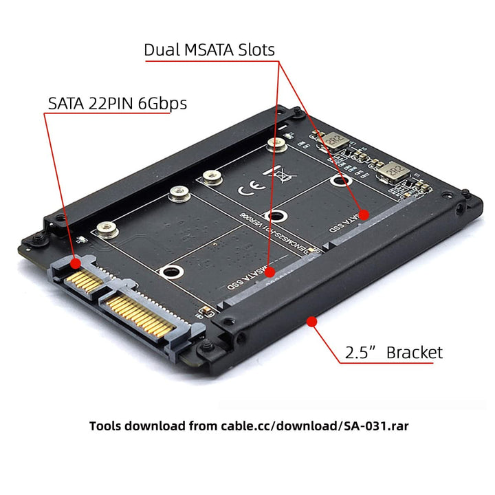 cablecc Dual MSATA Mini-SATA SSD Karte JBOD Raid0 Span Bridge auf 2,5inch SATA Combo HDD Disk Drive