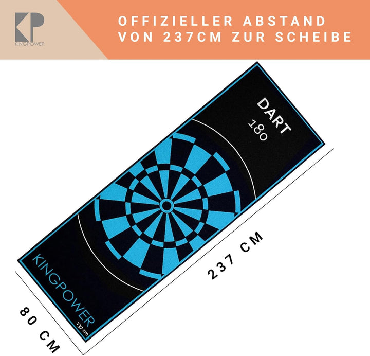 Kingpower Dartteppich mit Abwurflinie, Dart Zubehör mit Motiv, Dartmatte mit Oche, pflegeleichter Te