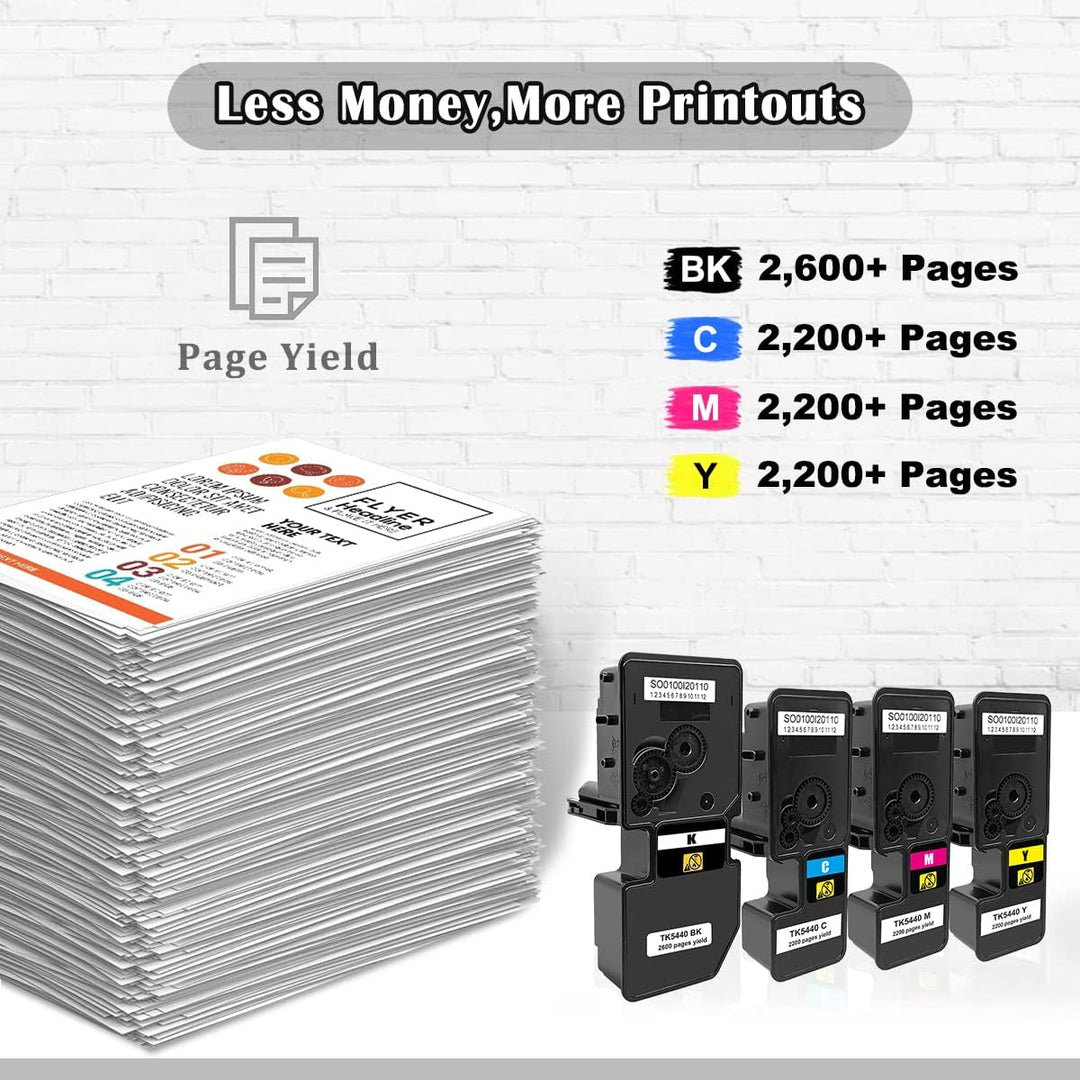 4 Farben Kompatible Tonerkartuschen TK5440 TK-5440 TK 5440 TOPRINT 2600 Seiten für Schwarz & 2200 Se