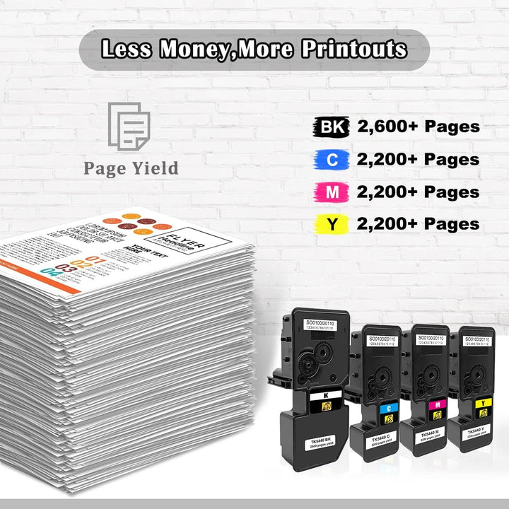 4 Farben Kompatible Tonerkartuschen TK5440 TK-5440 TK 5440 TOPRINT 2600 Seiten für Schwarz & 2200 Se