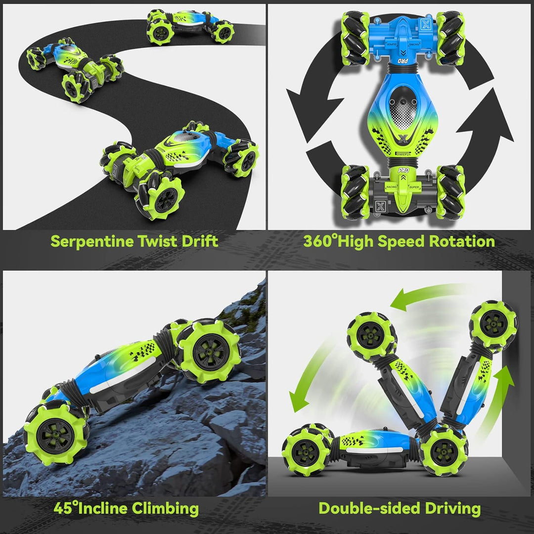 Dysaim Ferngesteuertes Auto RC Stunt Car mit Handsteuerung 2,4 GHz 4WD 360° Drehung Crawler Offroad