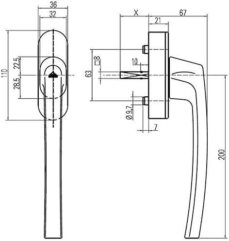 Roto Original Line Griff Patio Z mit Logo, Farbe Verkehrsweiss, Stiftlänge 35 mm, TS7442, 25 x 3.6 x