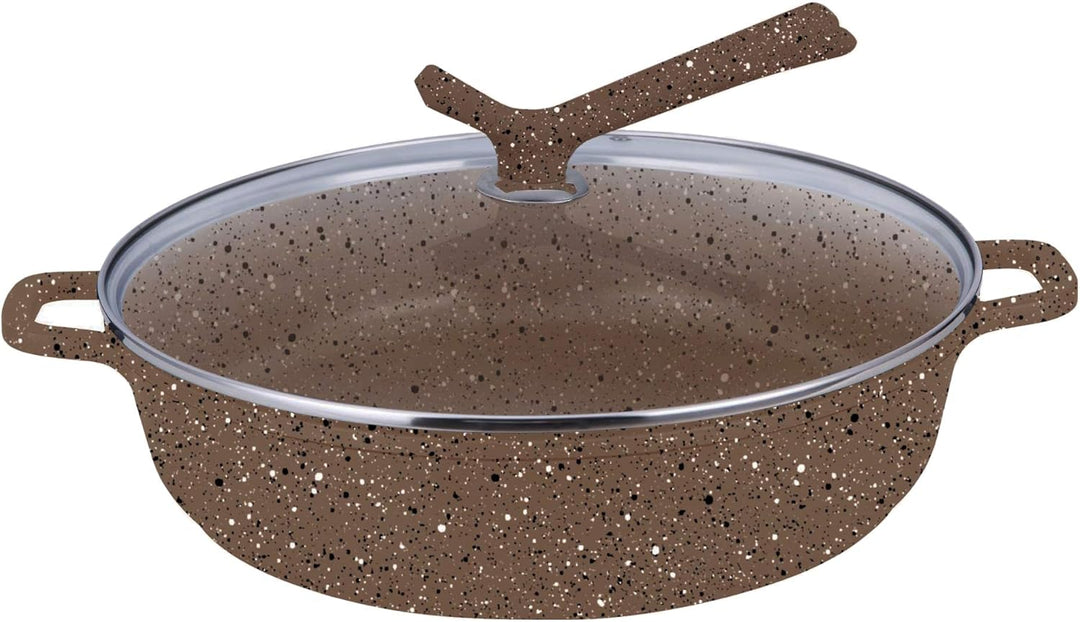 rukauf HQ Premium Bräter Servierpfanne mit Granit Keramikbeschichtung 3 Liter 28cm Durchmesser - Gri