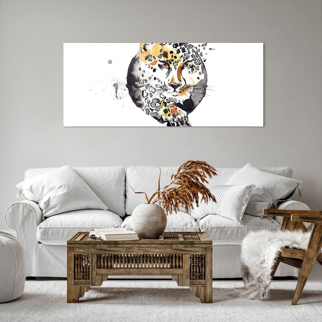 Wandbilder Dekoration Wohnzimmer Katze Orb Tierwelt Geparden Panorama Bilder auf Leinwand 120x50cm L