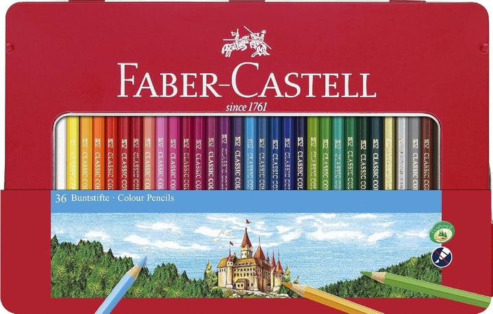 FABER-CASTELL 115886 - Buntstifte Hexagonal, 36er Metalletui Metalletui 36er bunt, Metalletui 36er b