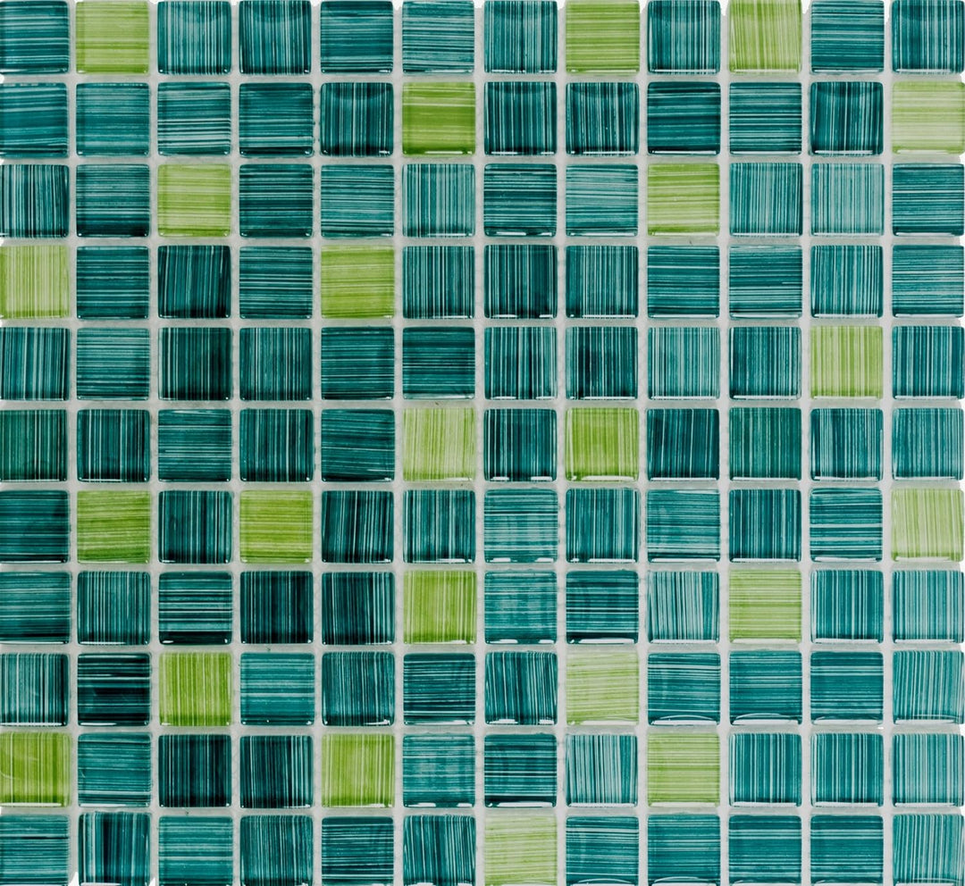 Mosaik Quadrat Crystal strichgrün Glasmosaik Transluzent Transparent 3D Fliesenspiegel, Mosaikstein