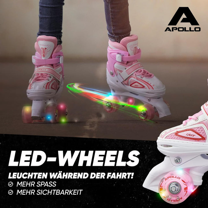Apollo Super Quad X Pro | verstellbare Rollschuhe für Kinder | komfortable, grössenverstellbare LED