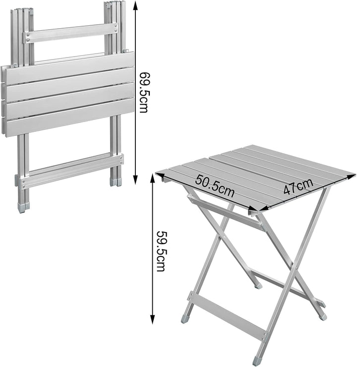 WOLTU Alu Tisch Klapptisch Campingtisch Balkontisch Gartentisch Klappbar aus Aluminium, 50.5x47x59.5