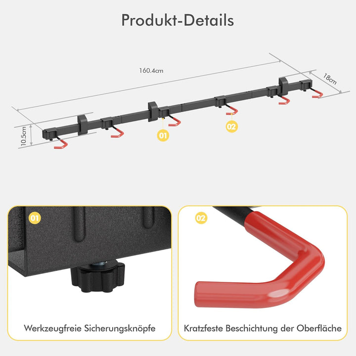 Mimoke 6 Fahrrad wandhalter Wandregal System Verstellbare Haken für sichere Fahrradaufbewahrung Orga