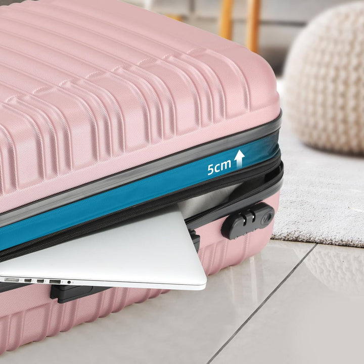 BEIBYE Reisekoffer 2088 Hartschalekoffer Gepäck Koffer Trolley Grösse L in 14 Farben (Rosagold), Ros