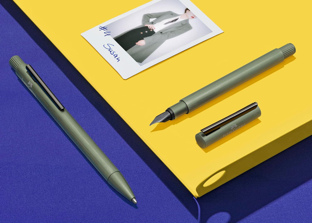 Faber-Castell 146150 - Füller Neo Slim Aluminium, Federbreite M, olivgrün Federbreite M olivgrün, Fe