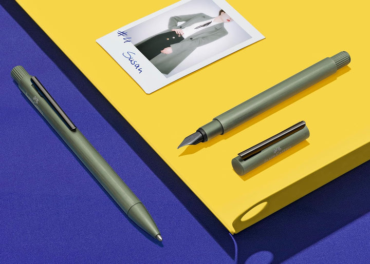 Faber-Castell 146150 - Füller Neo Slim Aluminium, Federbreite M, olivgrün Federbreite M olivgrün, Fe