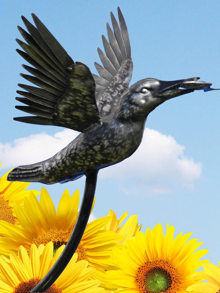 Pommerntraum ® | Edelstahl Regenmesser Niederschlagsmesser Pluviometer Vogel hochwertige Gartendeko