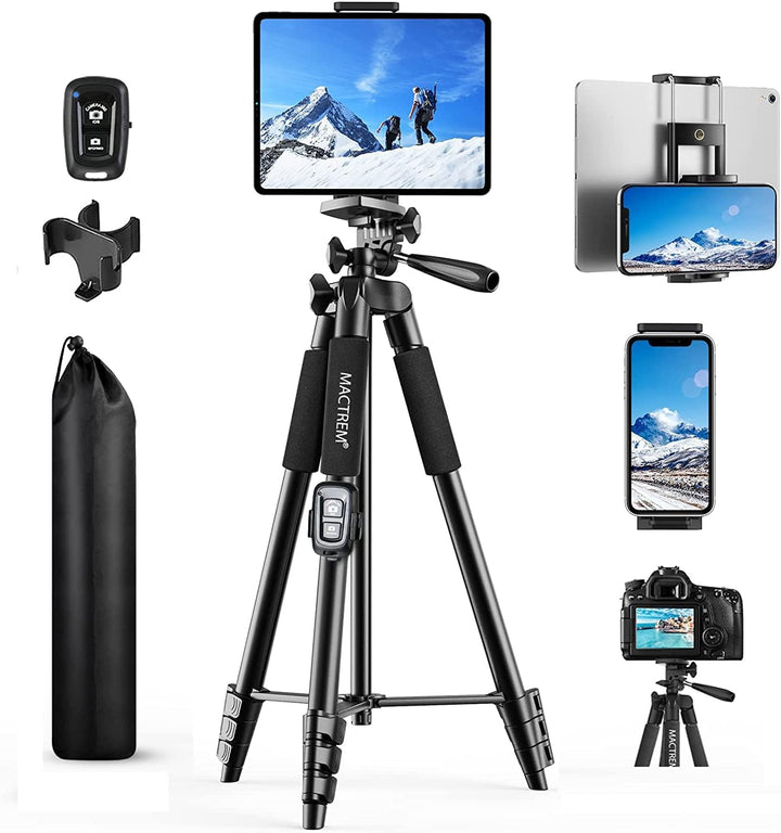 Handy Stativ, 2024 Upgrade 165cm / 65" Kamera Stativ für Smartphone iPad, 360° Drehung Tragbar Tripo