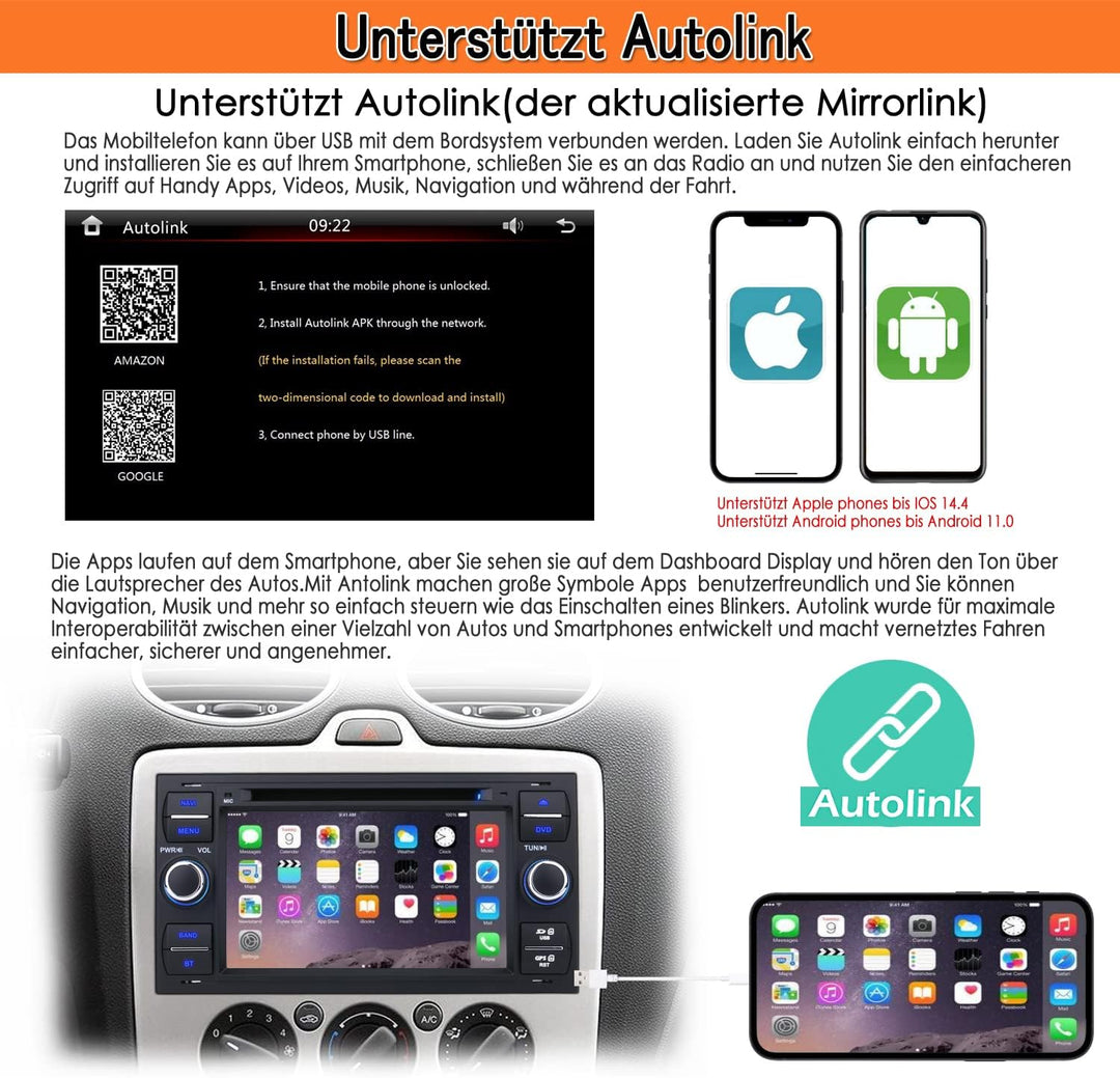 iFrego 7" HD Autoradio DVD Player GPS Navigation RDS SD Bluetooth Touchscreen mit sat NAV GPS Naviga