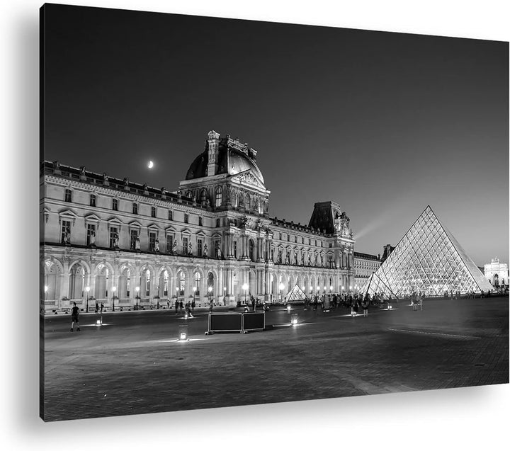deyoli Museums Pyramide in Paris Effekt: Schwarz&Weiss Format: 80x60 als Leinwandbild, Motiv fertig