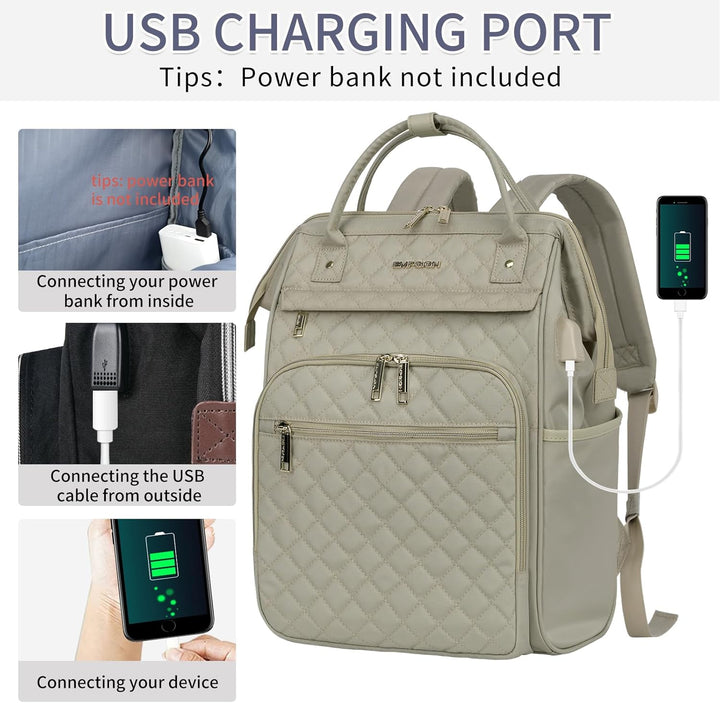 EMPSIGN Rucksack Damen Laptop Rucksack, Beige