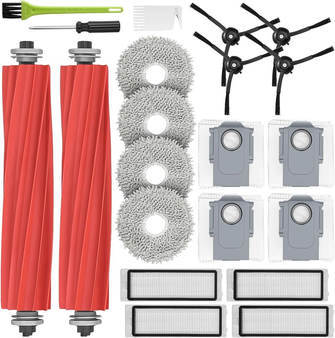 DrRobor Zubehörset für Roborock Q Revo, Ersatzteile Kit mit 2 Hauptbürste, 4 Wischpads, 4 Staubbeute