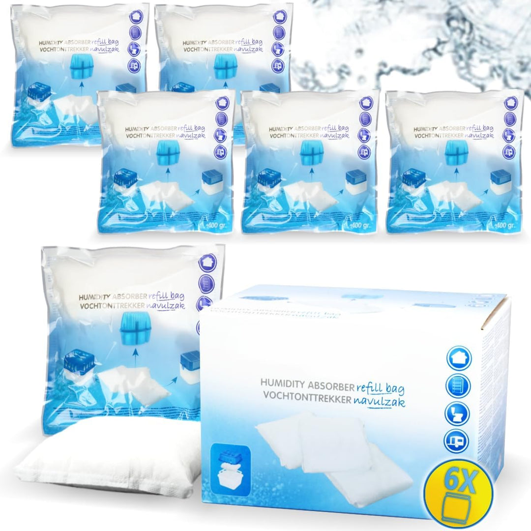6x Luftentfeuchter Granulat 400g Nachfüllpack universal Feuchtigkeits-Stopper Beutel (6x Nachfüllpac