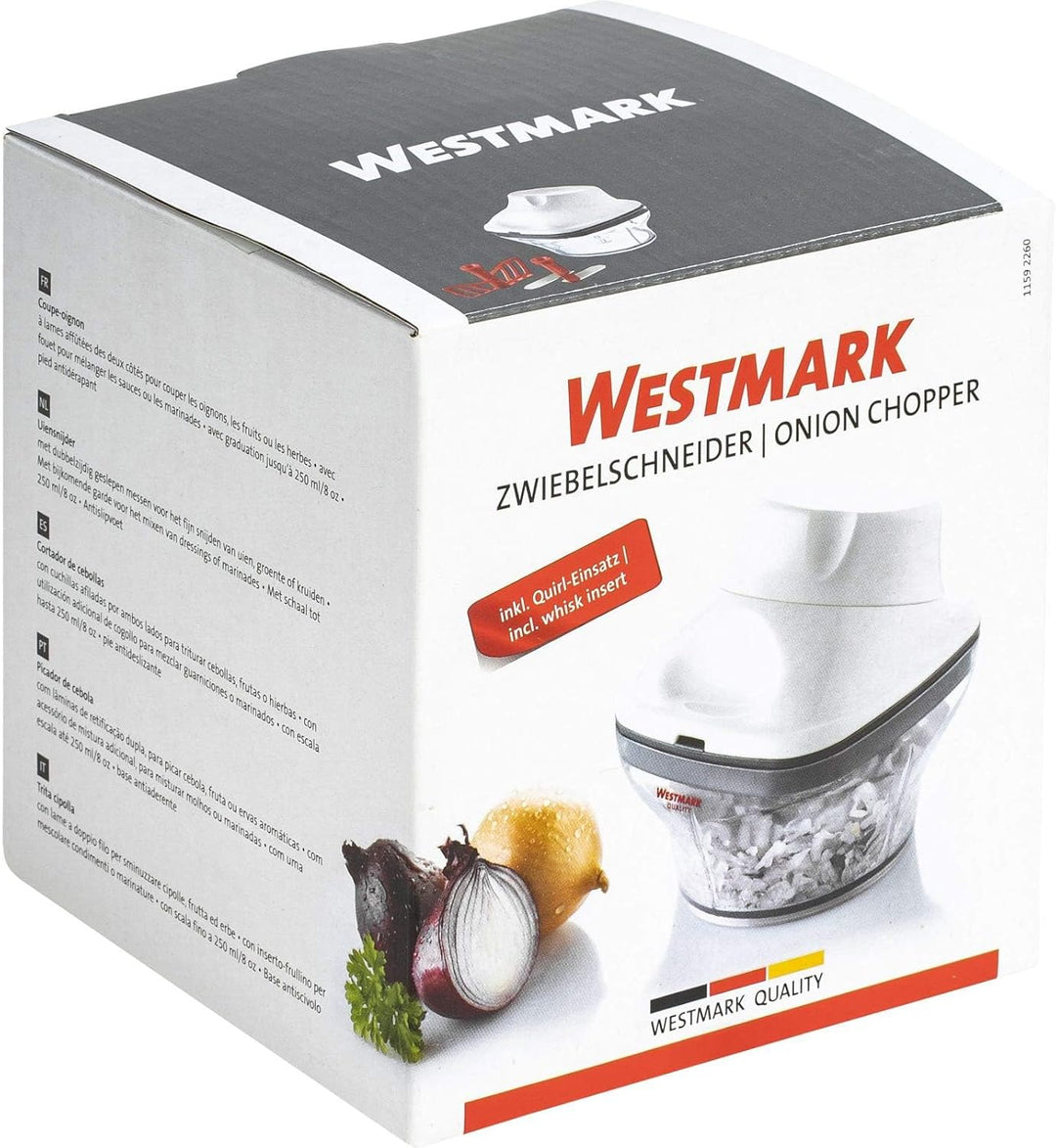 Westmark Zwiebel-/Kräuterschneider/Dressingquirl, mit Messer- und Quirleinsatz, Füllvolumen: 250ml,