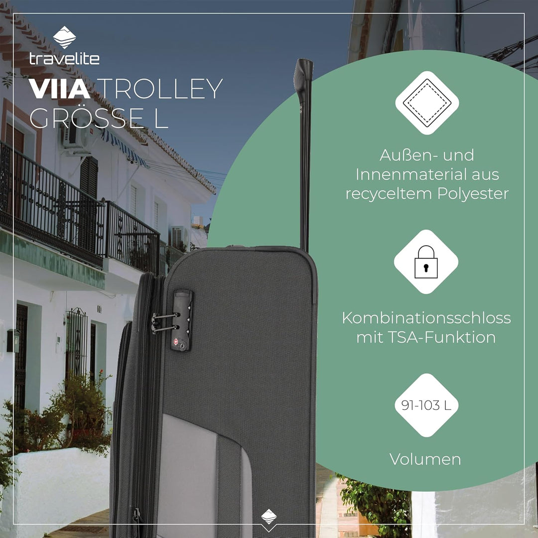 TRAVELITE VIIA 4w Trolley L exp., Anthracite, Unisex-Erwachsene Gepäck- Koffer, Anthracite, Talla ún