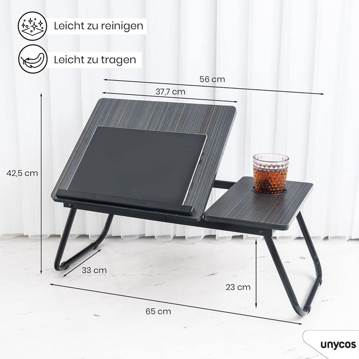 unycos - Klappbarer Laptoptisch - Multifunktionaler Betttisch, Ideal zum Essen, Arbeiten, Lesen, Sch