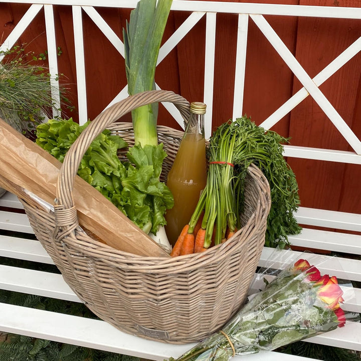 UNUS Weidenkorb Picknickkorb Einkaufskorb Henkelkorb 44,5x33,5x20cm(LxHxB) grau Grau gross, Grau gro