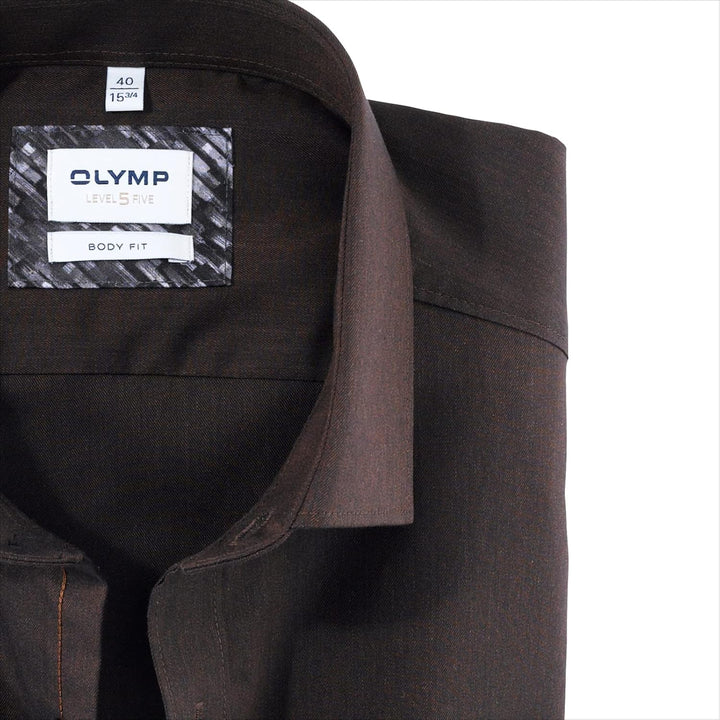 OLYMP Herren Oberhemd Langarm Level.Five.Body.fit,Twill,Body fit,New York Kent 38 Braun 28, 38 Braun