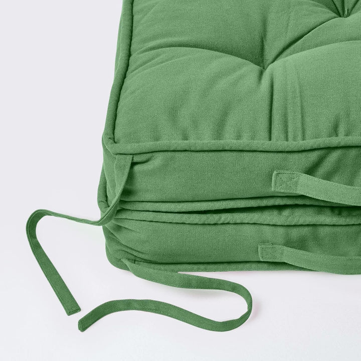 Homescapes Faltbares Reisekissen 50x50 cm grün, Auto-Sitzkissen mit Rückenlehne, Klappsitzkissen für