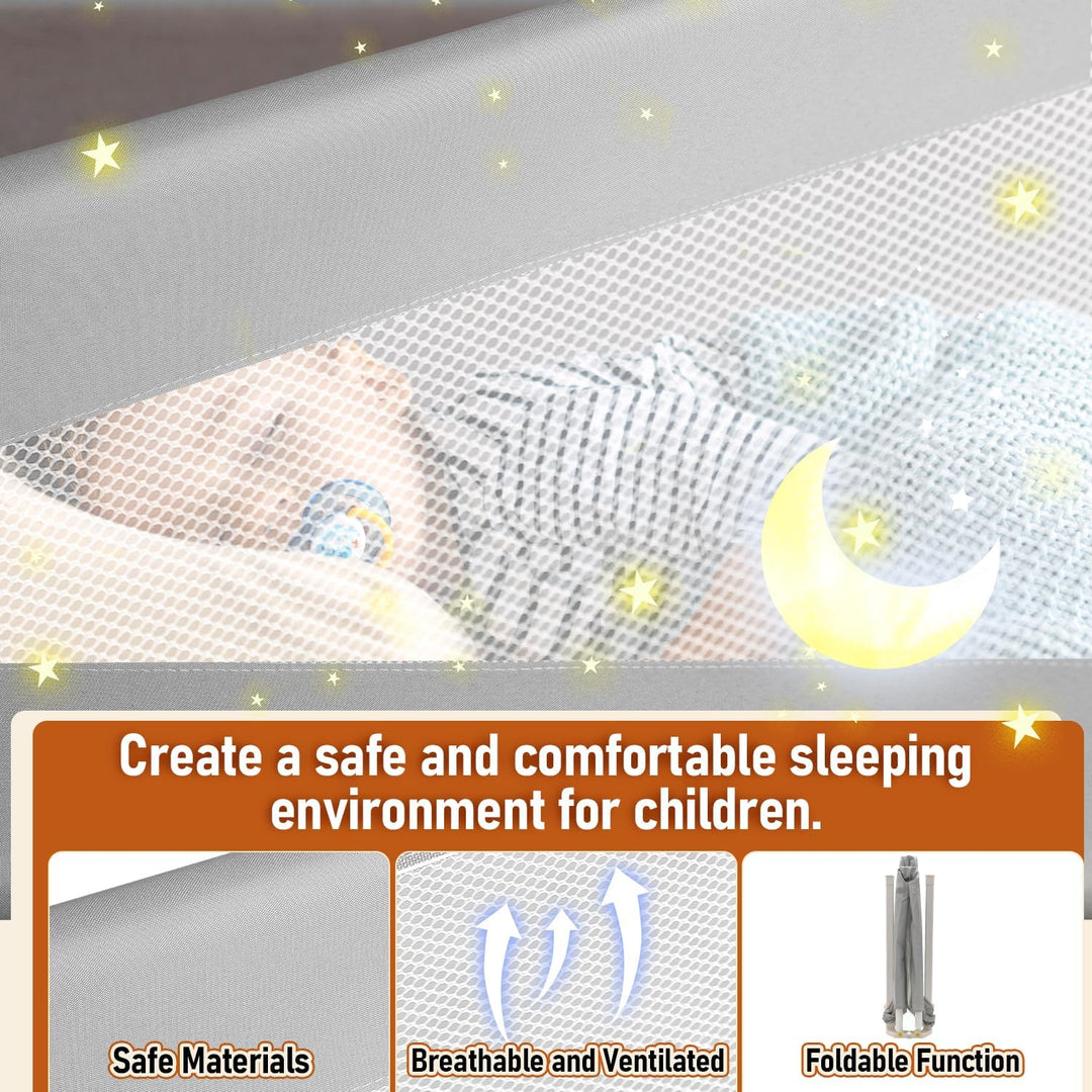 Tubiaz 180cm Bettgitter Rausfallschutz, Klappbare Bettschutzgitter mit U-förmige Füsse, Kinderbettgi