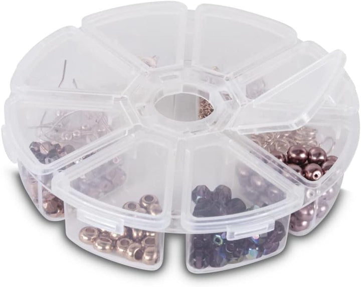 Rayher 39499000 Sortierbox, für Kleinteile, rund, ø 13cm, mit Tragegriff, transparent, für Bügelperl