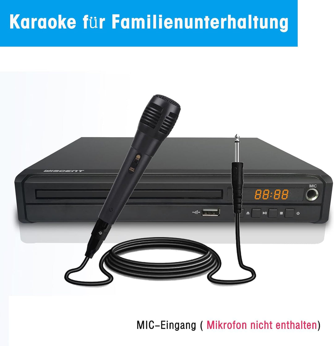 WISCENT DVD-Player für TV mit HDMI/AV/Koaxial Ausgang(HDMI Kabel enthaltenl),USB 2.0 Mediaplayer,All