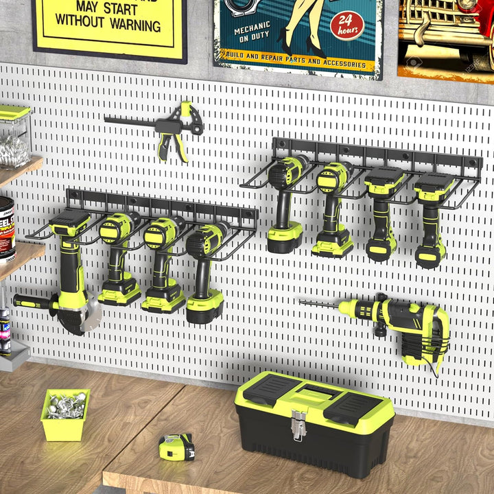 WELDUN 2 Pack Werkzeugspeicher für 8 Elektrowerkzeug Wandhalterung Werkzeugregal Organizer für Garag