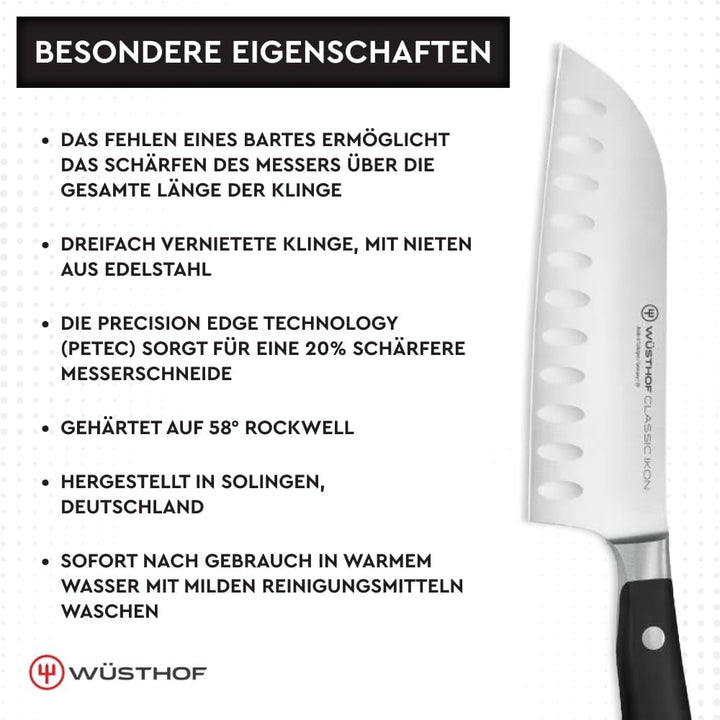 WÜSTHOF Classic Ikon Santoku 14 cm, Schwarz Schwarz 14 cm Single