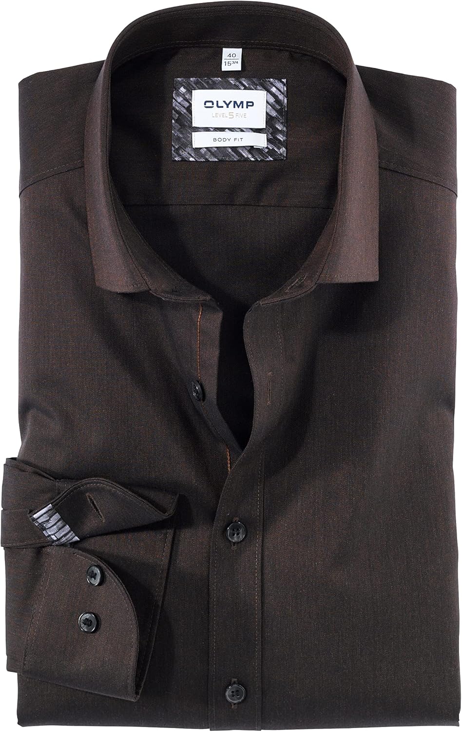 OLYMP Herren Oberhemd Langarm Level.Five.Body.fit,Twill,Body fit,New York Kent 38 Braun 28, 38 Braun