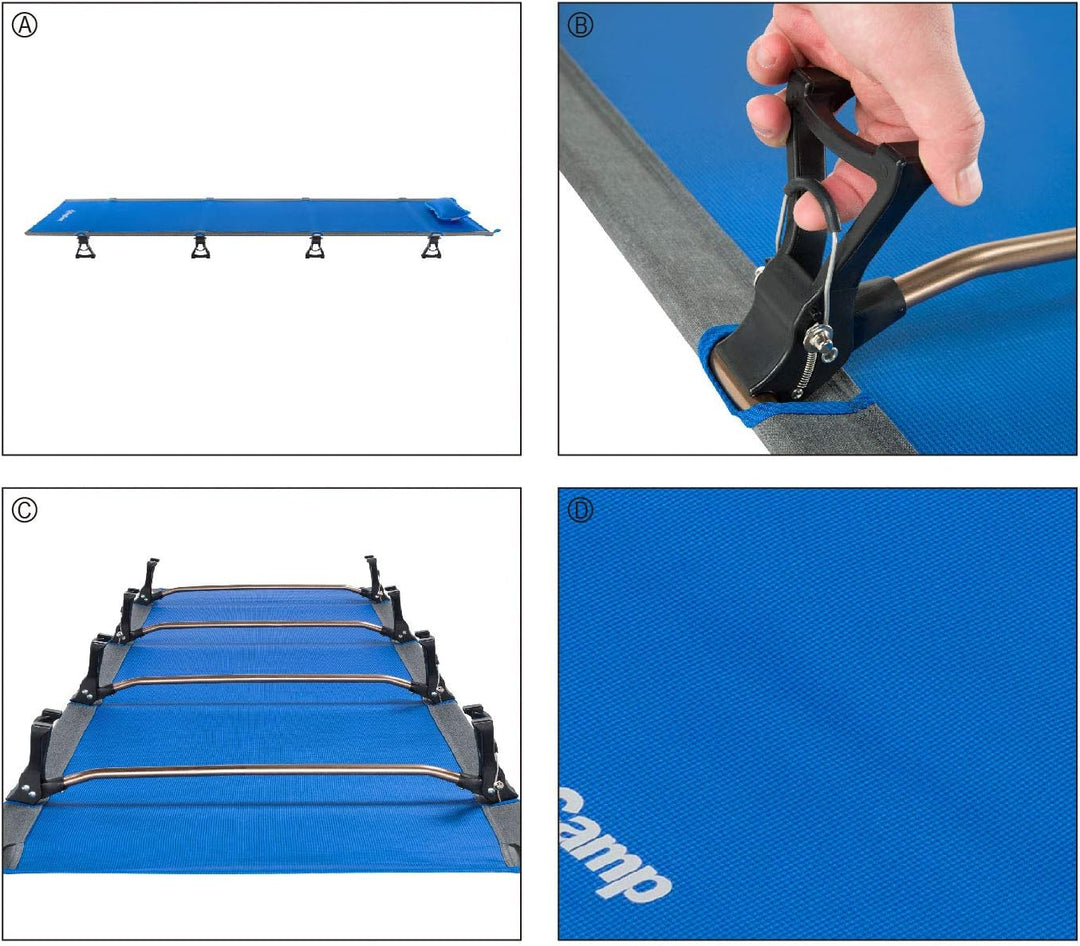 KingCamp Alu Feld Bett XL Outdoor klick Klappbett Camping Liege Leicht 190x64 cm Royal Blue, Royal B