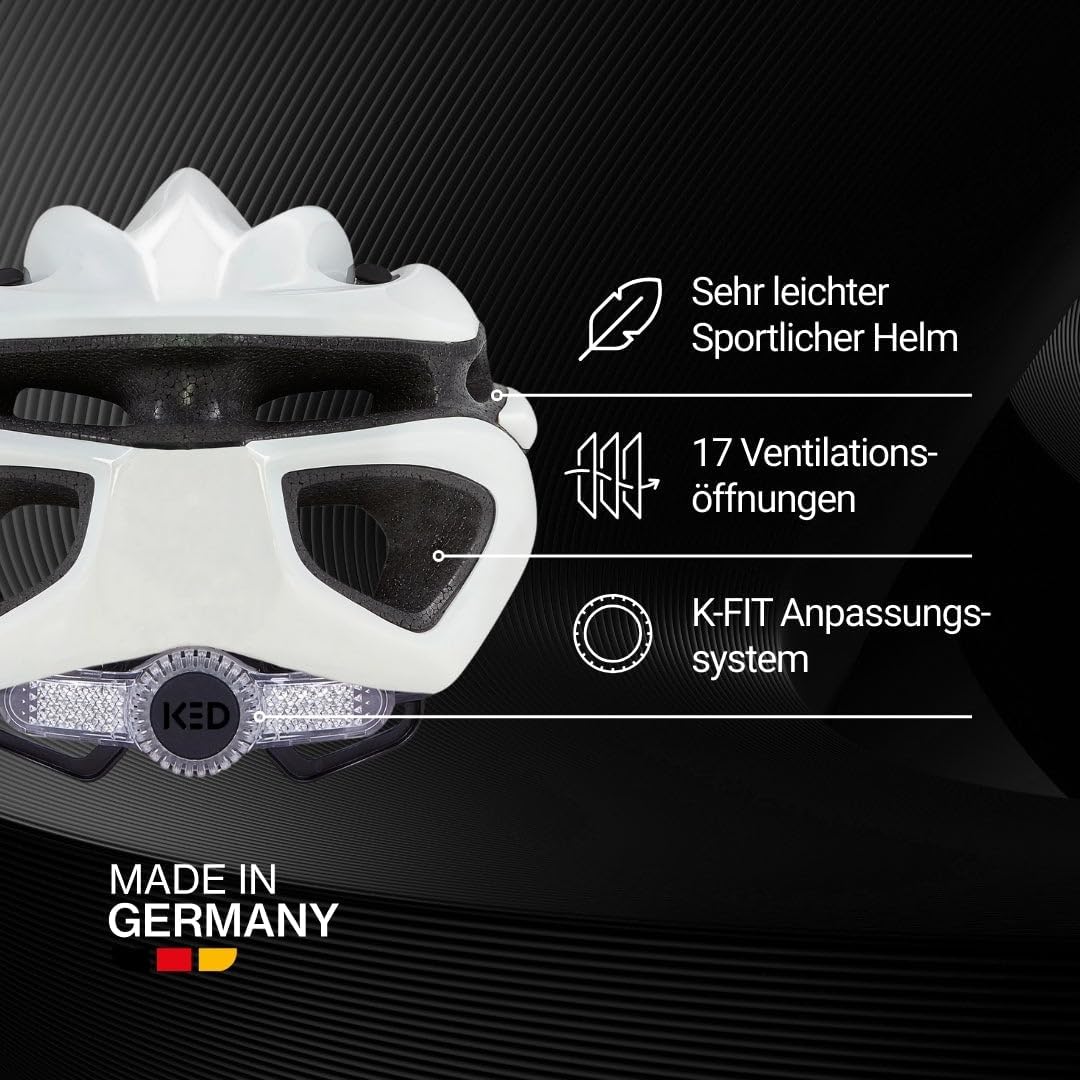 Rayzon Helm Damen Herren mit LED-Rücklicht, Made in Germany, Sportliches Design, 17 Belüftungsöffnun