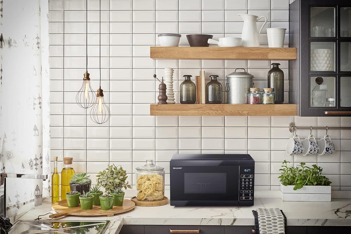 SHARP MG02EB Mikrowelle mit Grill (Mikrowelle: 800W, Grill: 1000W, 11 Leistungsstufen, Auftaufunktio