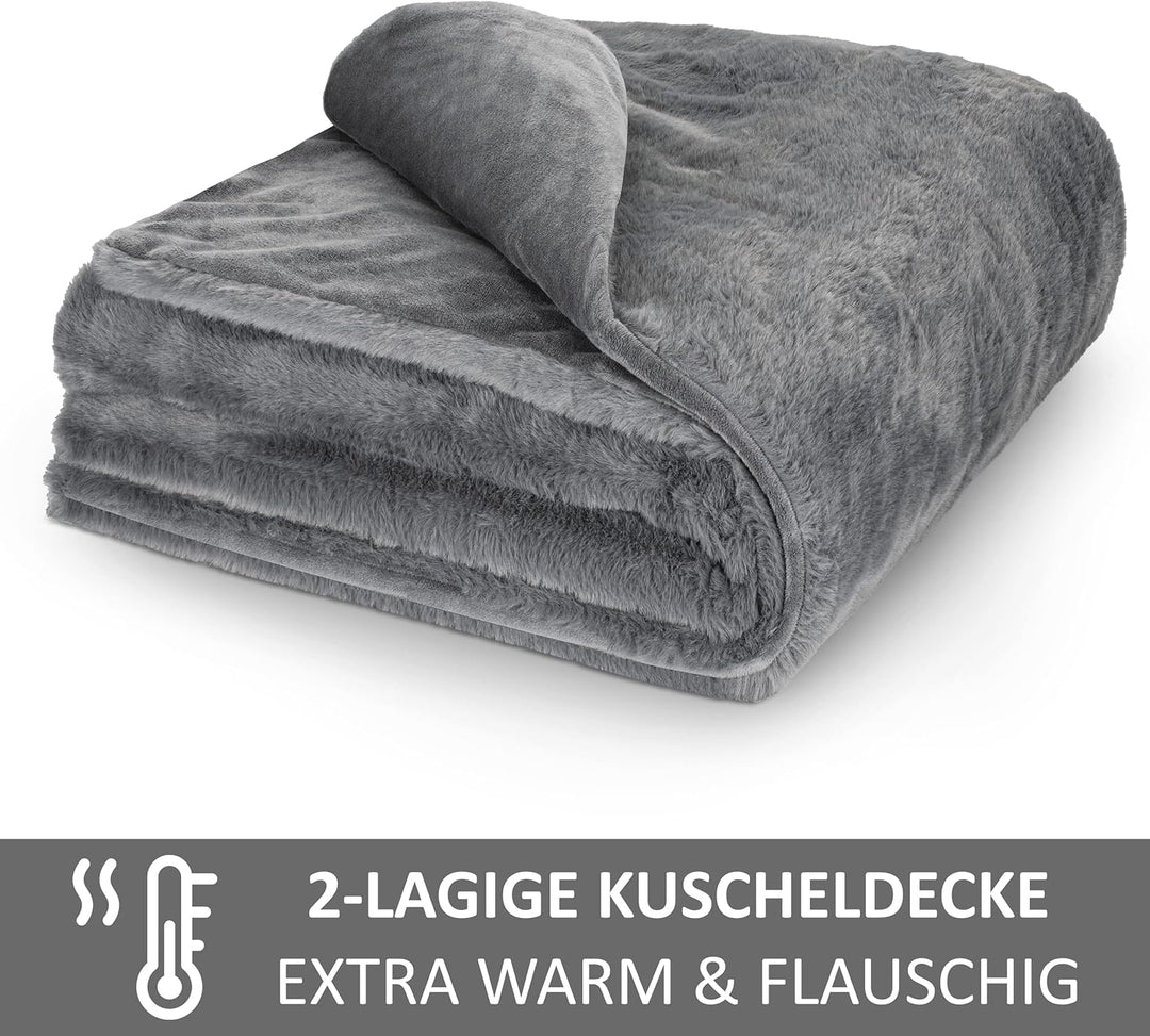 bonsport Kuscheldecke Felloptik 150x200 cm - Hochwertige Kunstfelldecke - Felldecke Fellimitat Decke