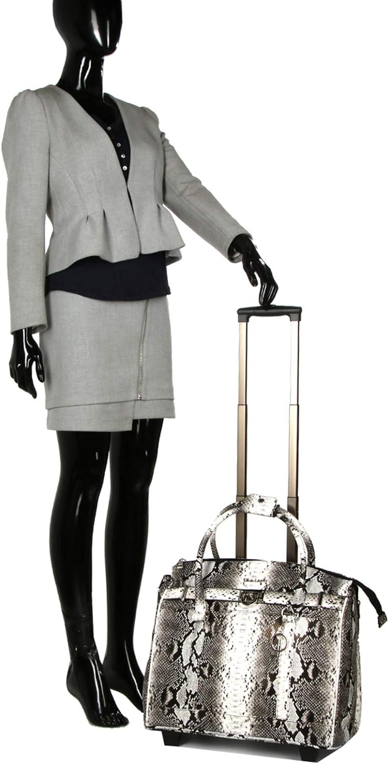 Bowatex Luxus Damen Akten Laptoptasche 2 Rollen Trolley Weiss Bunt Olivia Lauren